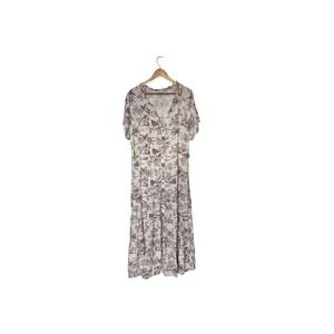 Cloth & Portrait Safari Leopard Toile Tiered Maxi Dress XXL Brown Cream Rayon
